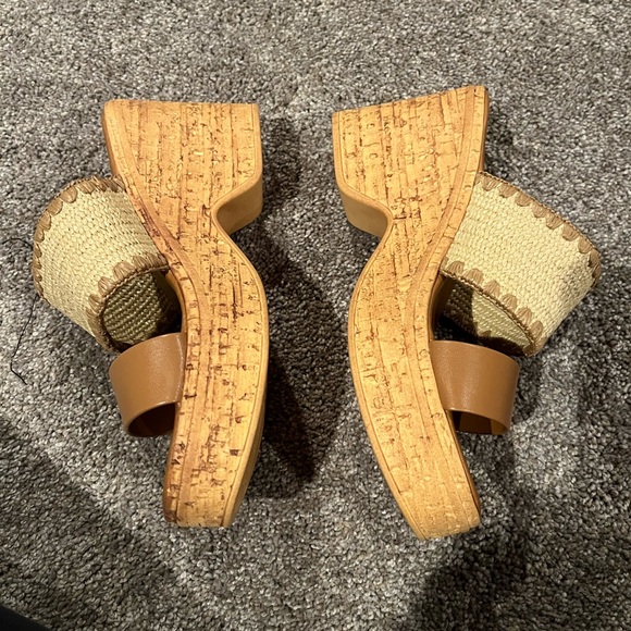 Italian Shoemakers Brown and Cream Wedge Mules, 6.5 - Picture 6 of 8